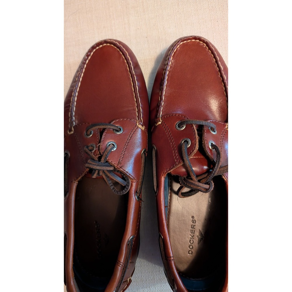 Dockers Castaway Leather Boat Lace Shoes Brown Size 9M Nautical Preppy